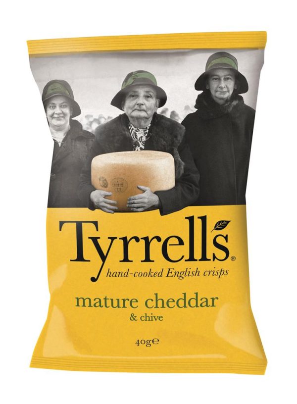 Tyrrells Cheddar Cheese & Chive Crisps 40g on Sale