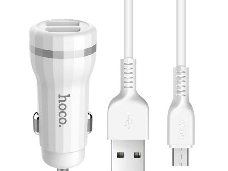 HOCO Z27 Dual Port Car Charger with Micro USB Cable White Online