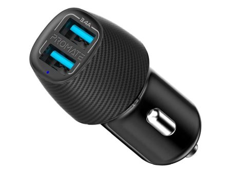 PROMATE 3.4A Dual Port USB-A Car Charger Supply