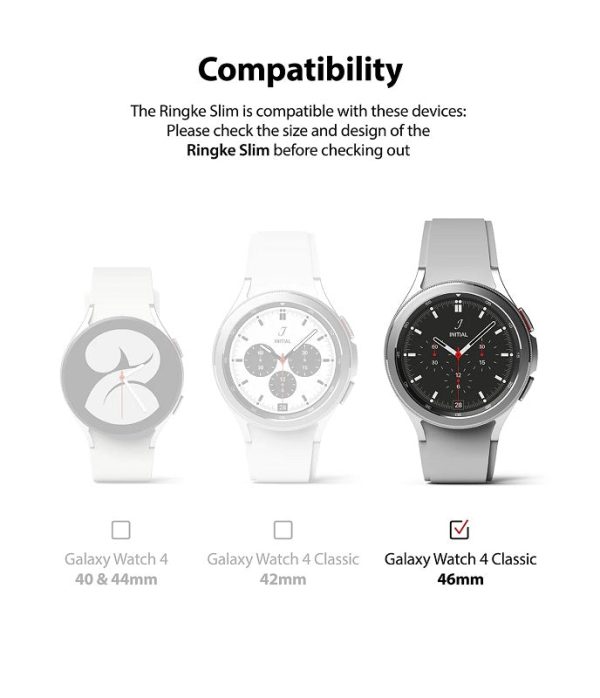 Galaxy Watch 4 Classic 46mm Case Slim Clear and White by Ringke Supply