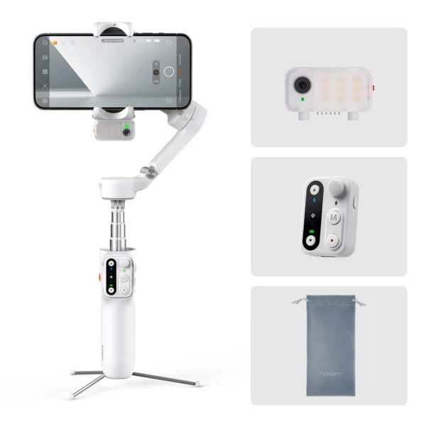 Hohem iSteady V3 Foldable Smartphone AI Gimbal Stabilizer White on Sale