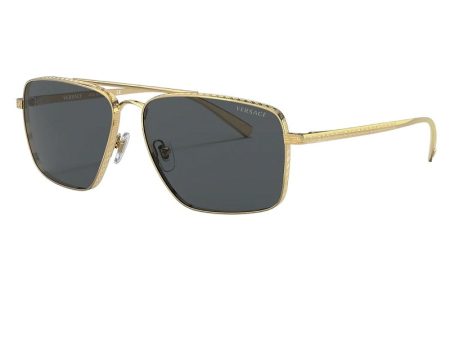 Versace VE2216 61 Grey-Black & Gold Sunglasses Online Hot Sale