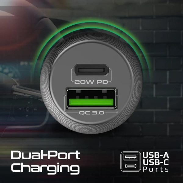 PROMATE 20W Dual Port Car Charger with QC3.0 and USB-C Port Online Sale