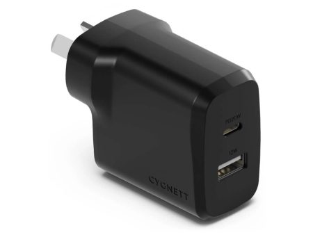 Cygnett PowerPlus 32W USB-C Dual Port Wall Charger - Black For Sale