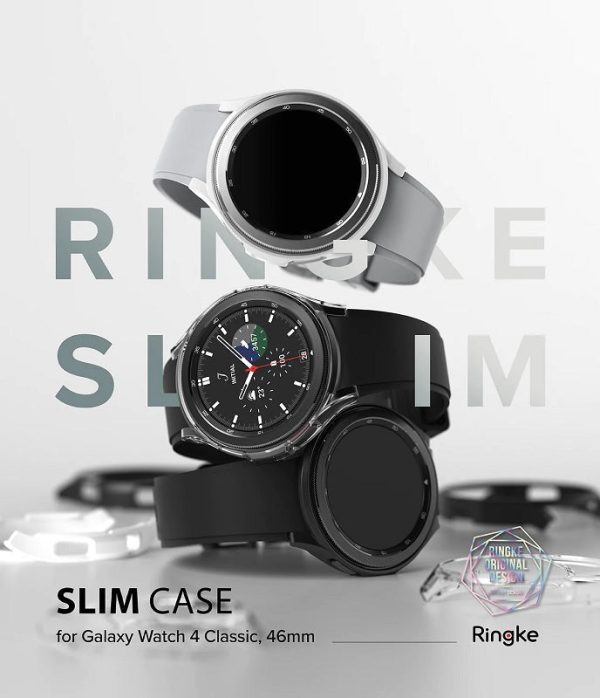 Galaxy Watch 4 Classic 46mm Case Slim Clear and White by Ringke Supply